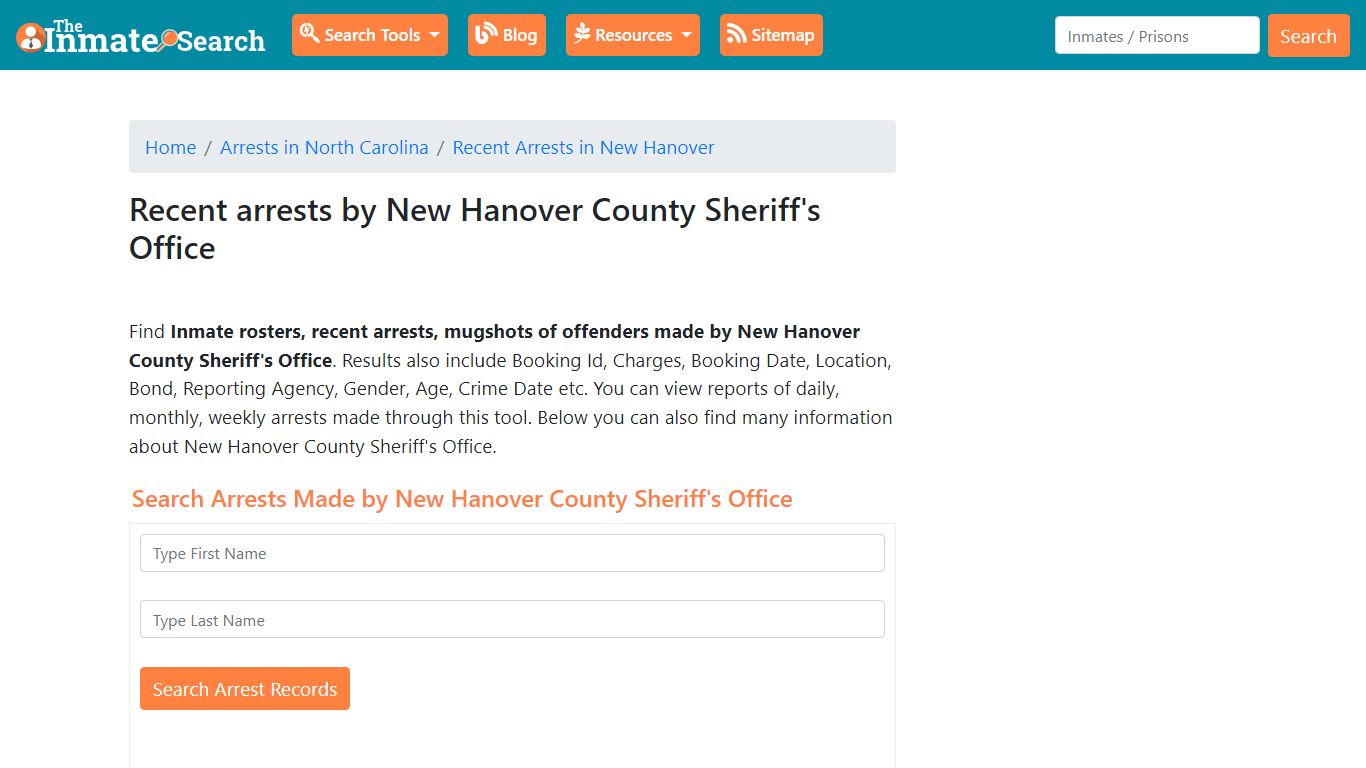 Recent arrests by New Hanover County Sheriff's Office