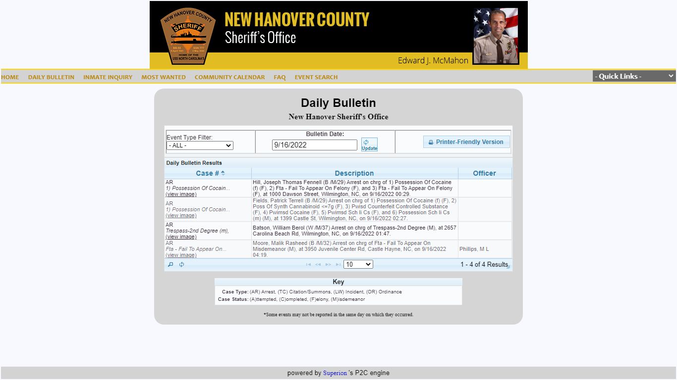 New Hanover Sheriff's Office P2C - New Hanover County, North Carolina