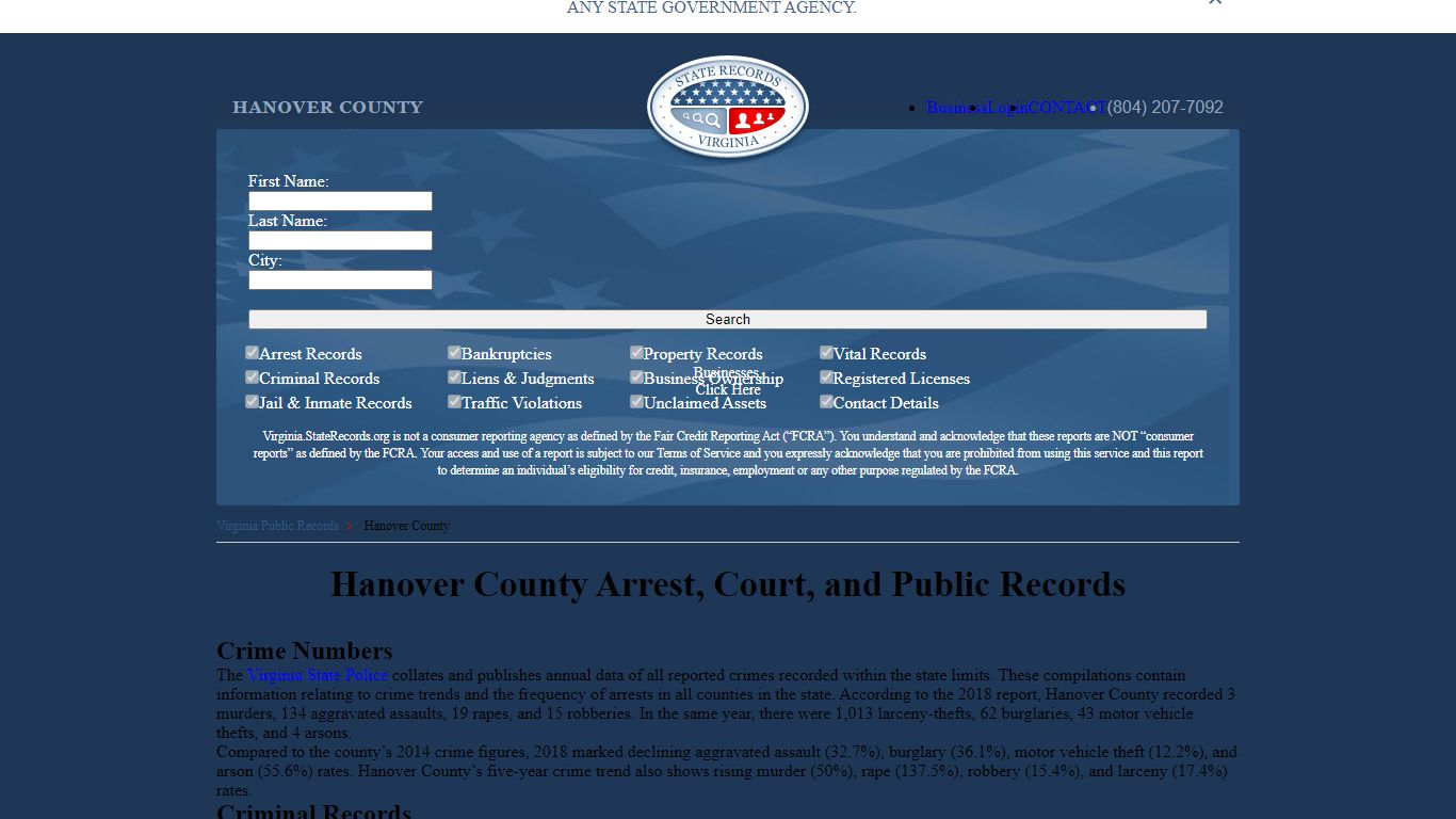 Hanover County Arrest, Court, and Public Records