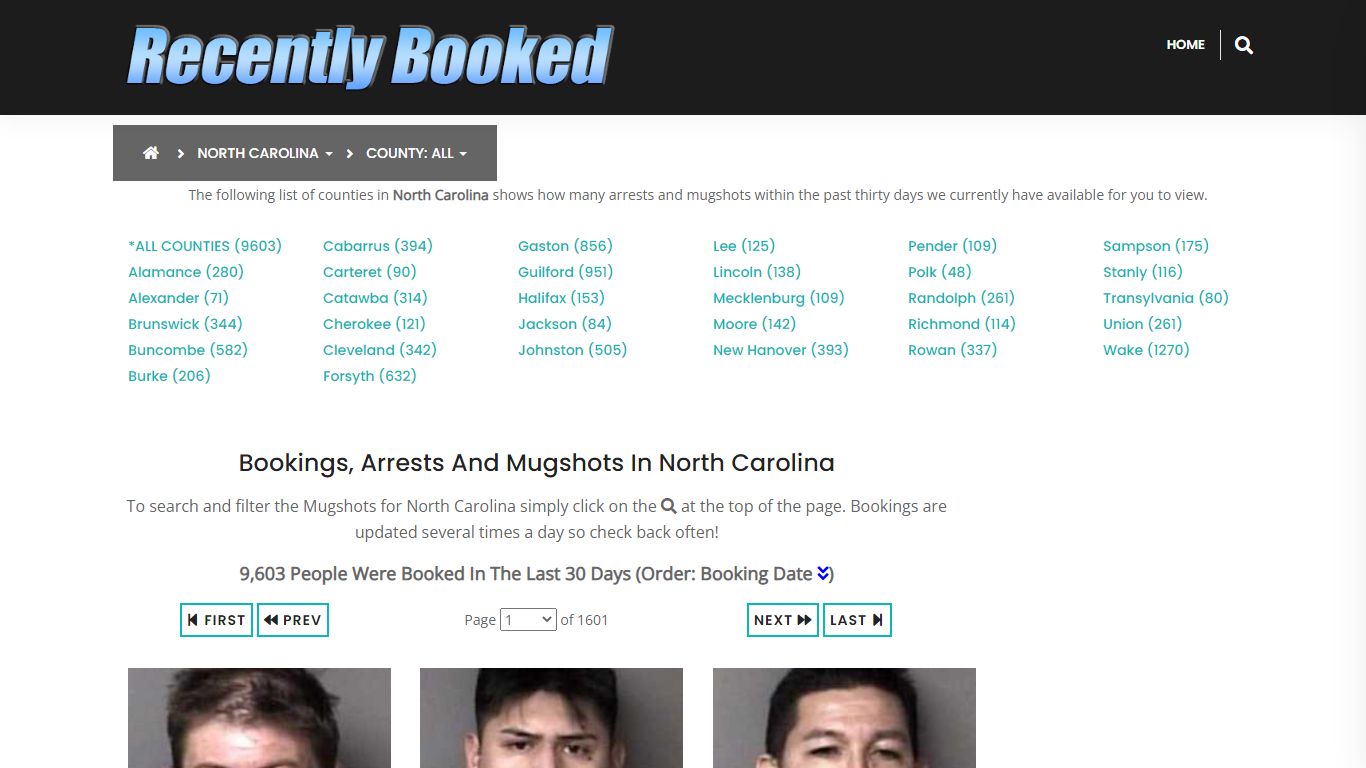 Bookings, Arrests and Mugshots in New Hanover County, North Carolina